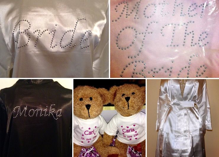 We specialise in printed, embroidered and rhinestoned clothing and other apparel for your wedding!