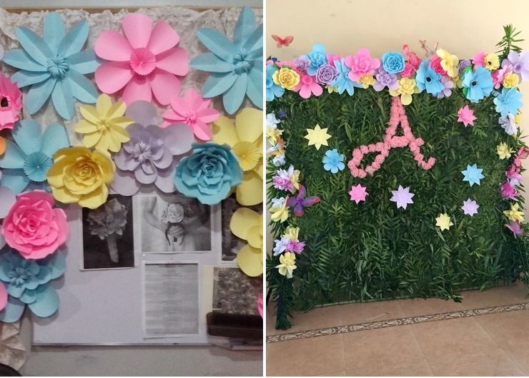 Paper Flowers in Pastel used in a Birthday Party