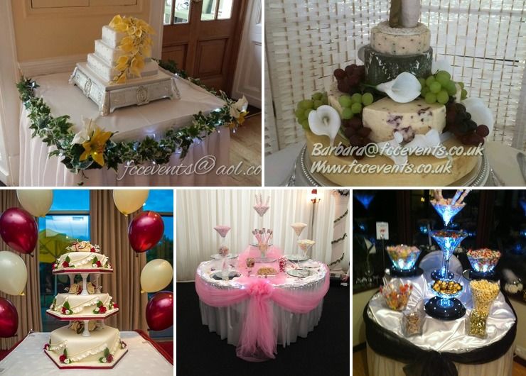 Wedding cakes and candy tables