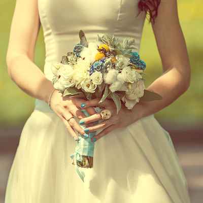 Vintage blue eustoma wedding bouquet