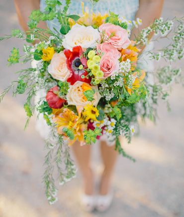 Rustic summer alstroemeria wedding bouquet