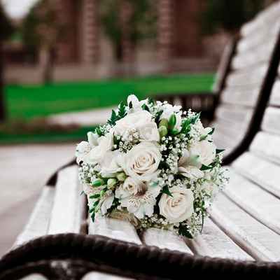 White alstroemeria wedding bouquet
