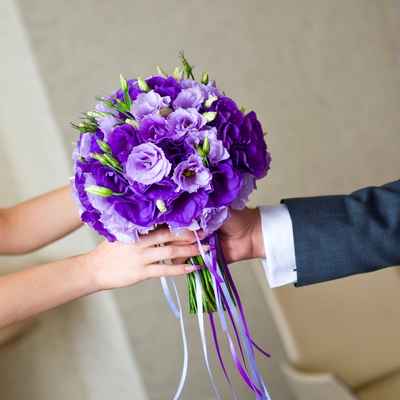 Purple eustoma wedding bouquet