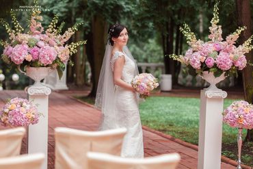 Pink wedding ceremony decor