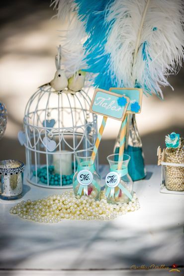 Breakfast at tiffany's blue wedding signs