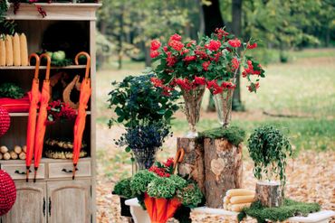 Autumn green wedding ceremony decor
