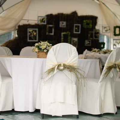 Rustic green wedding reception decor