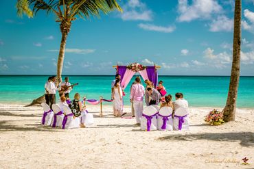 Beach pink wedding ceremony decor