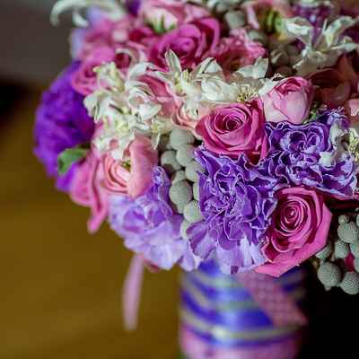 Purple carnation wedding bouquet
