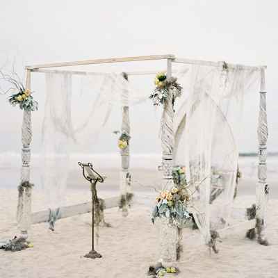 Beach grey wedding ceremony decor
