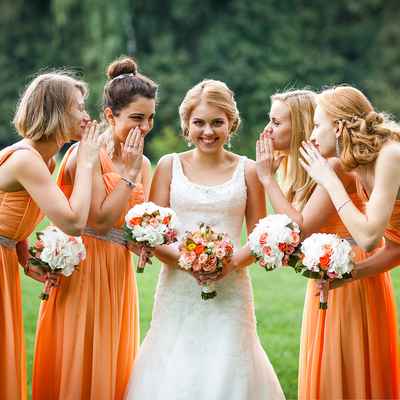 Orange bridesmaids