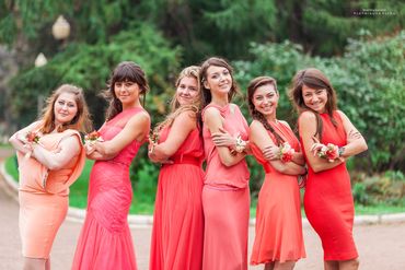 Pink bridesmaids