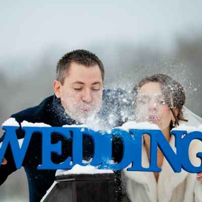 Winter blue wedding signs