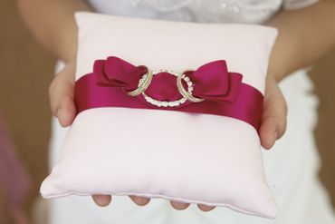 Pink wedding ring pillows