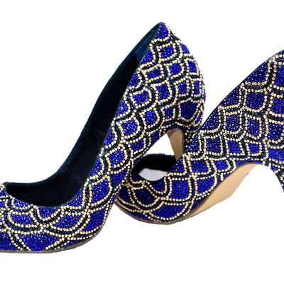 Themed blue wedding shoes