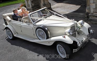 Vintage white wedding transport