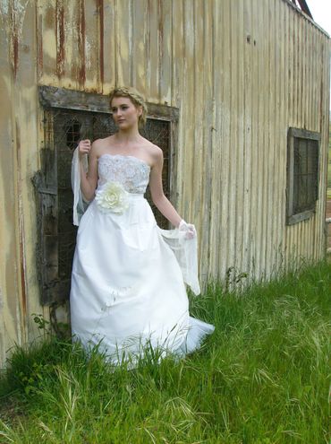 Rustic white long wedding dresses