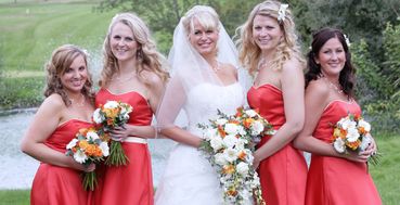 Orange bridesmaids