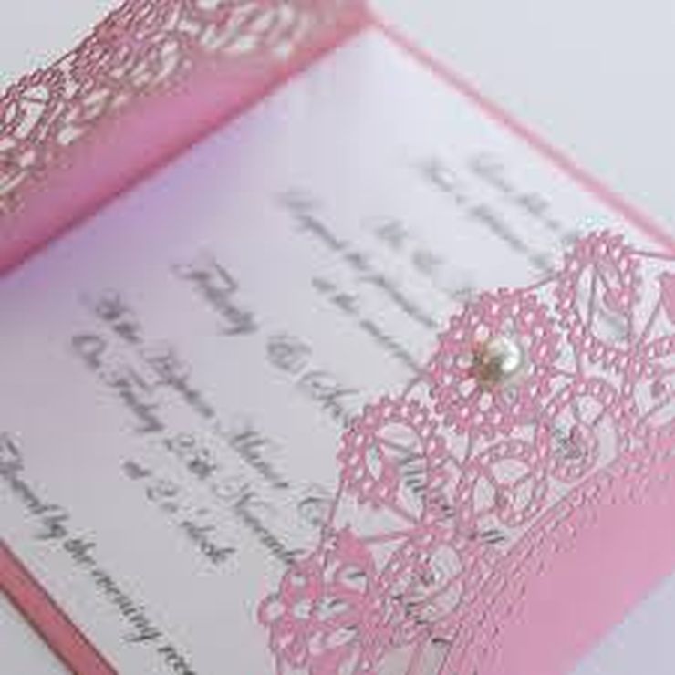 Pink and Red Laser Cut Invitation