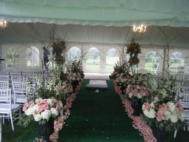 Pink wedding ceremony decor