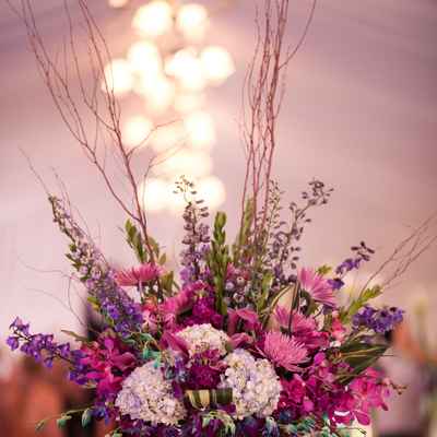 Purple wedding floral decor