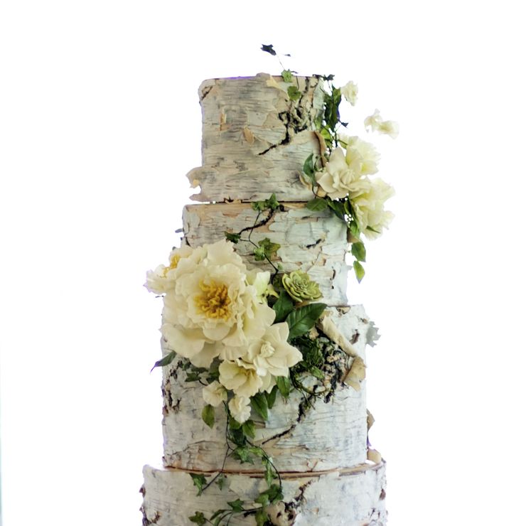White Birch Wedding Cake