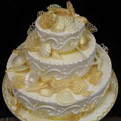 Marine white wedding cakes
