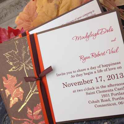 Themed brown wedding invitations