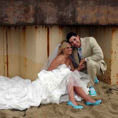 Beach white wedding shoes