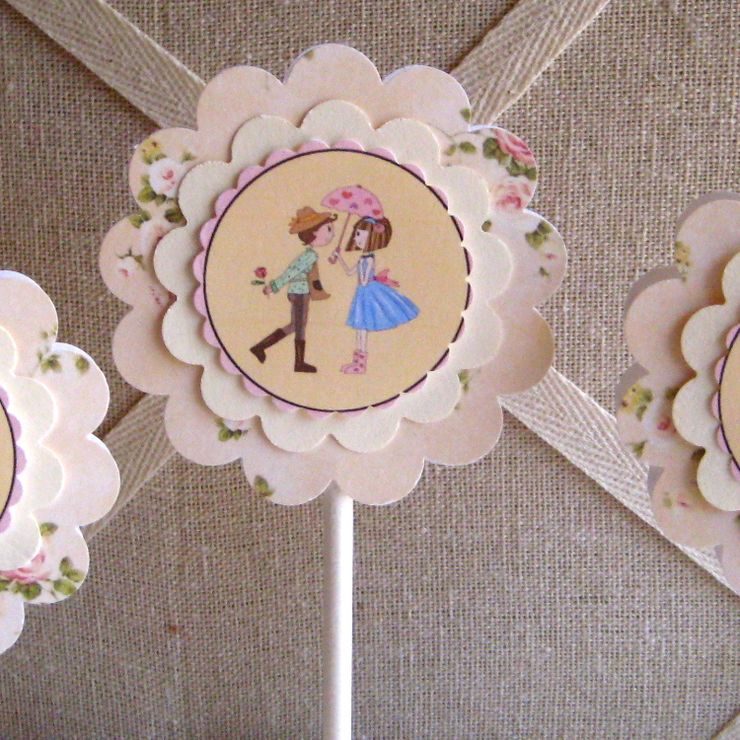Bridal Shower or Garden Wedding Cupcake Toppers