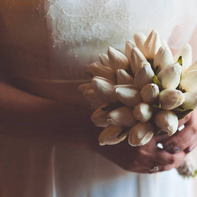 Ivory tulip wedding bouquet