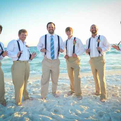 Beach white groom style