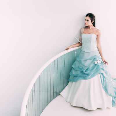 Blue long wedding dresses