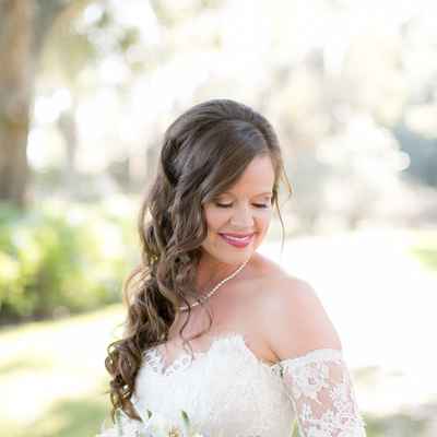 Outdoor white bridal hair and make-up