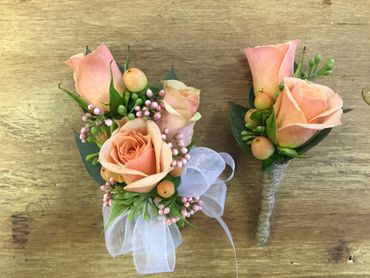 Pink wedding buttonhole