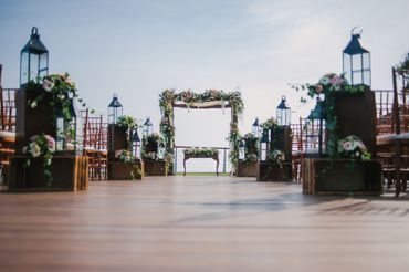 Outdoor brown wedding ceremony decor