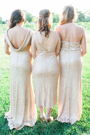 Outdoor gold bridesmaids