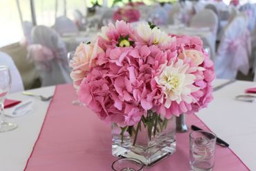 Overseas pink wedding reception decor