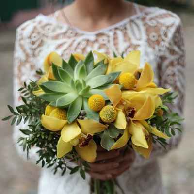 Green orchid wedding bouquet