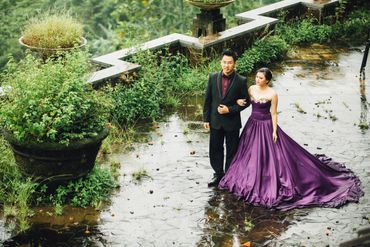 Outdoor purple long wedding dresses