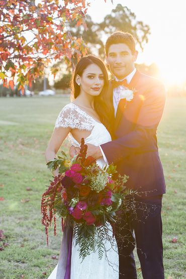 Outdoor blue rose wedding bouquet