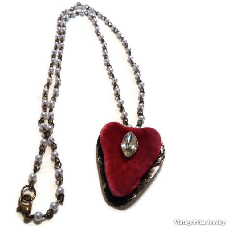 Red Velvet Heart Pendent Necklace