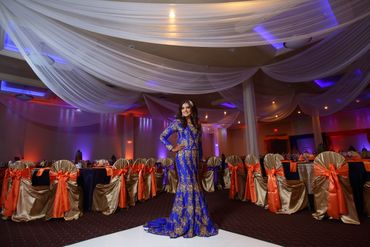 Ethnical blue long wedding dresses
