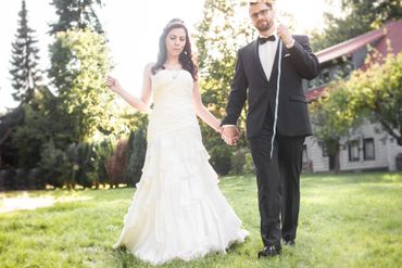 Outdoor white long wedding dresses