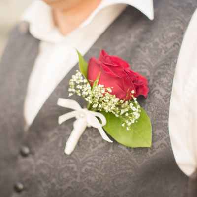 Red wedding buttonhole