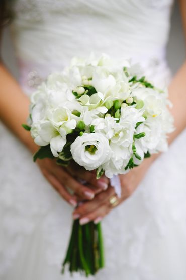 White eustoma wedding bouquet