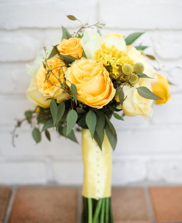 Yellow rose wedding bouquet