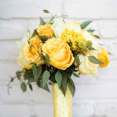 Yellow rose wedding bouquet