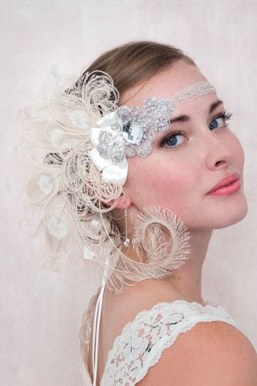Ivory wedding headpieces, veils, cover-ups & brooches