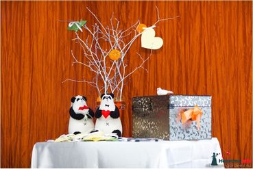 Orange wedding reception decor